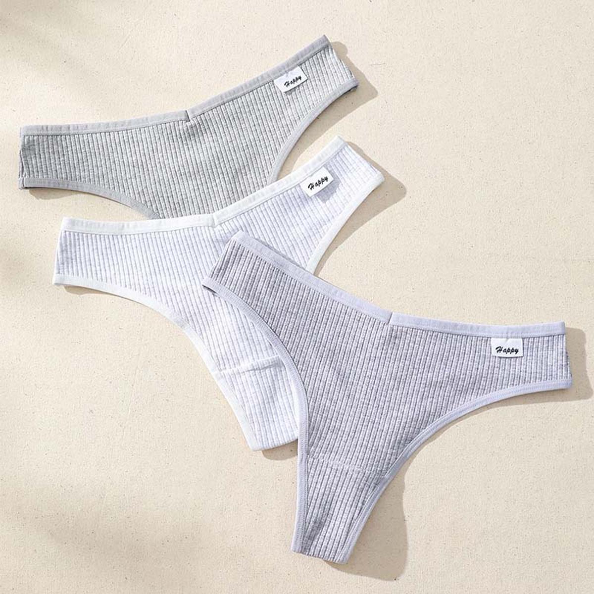 

3Pcs Women Cotton Underwear G-String Thongs for Women Soft Low Rise Sexy Thong Ladies Panties Womens Underwear XL