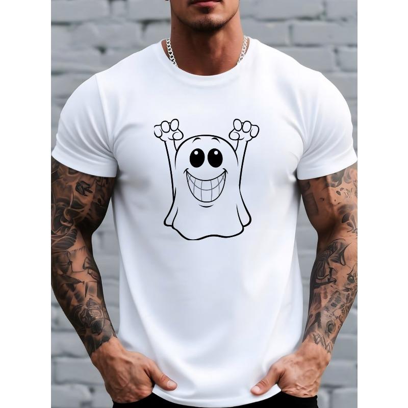 European Size Casual Short-Sleeve T-Shirt with a Fun Anime Print for Men, Perfect for Summer. Comfortable And Breathable, This Stylish Top S белый