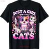 Cat Just A Girl Who Loves Cats T Shirt for Dad Mom Daughter Coworker Fr Vintage Washed Homme Designer Clothes