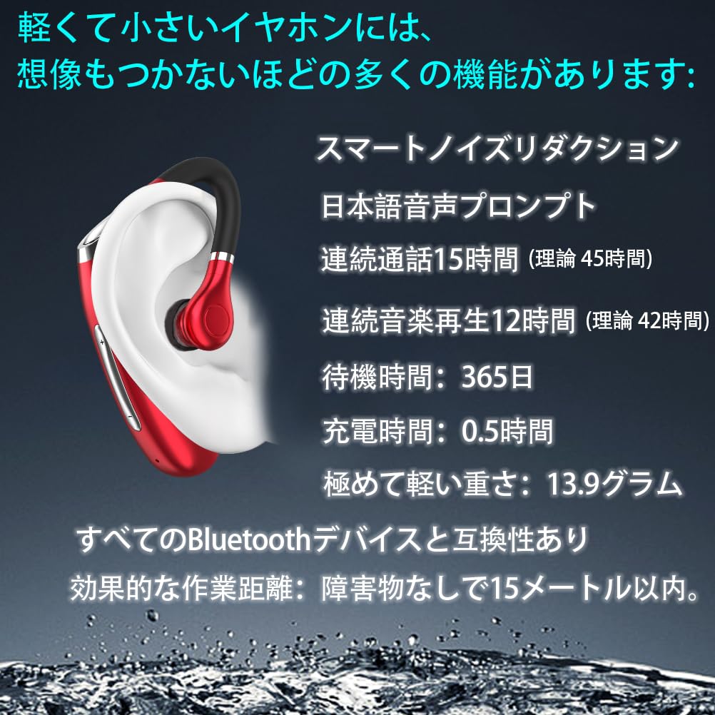 Japanese Voice Bluetooth Single Ear Wireless Noise Single Ear Headset for Left and Right Device Upgraded Headset, Earbuds, Cancelling, Ears,