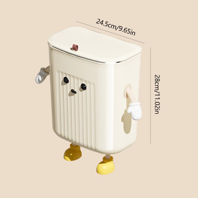 Kitchen Compost Bin Cartoon Hangings Trash Can with Lid Cabinet Door Under Sink Garbage Can for Office Counter Home Decors