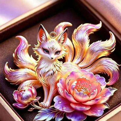 Chinese Mythology Nine-Tailed Fox Enamel Pendant Charming Delicate Jewelry For Women Date Evening Party Accessory
