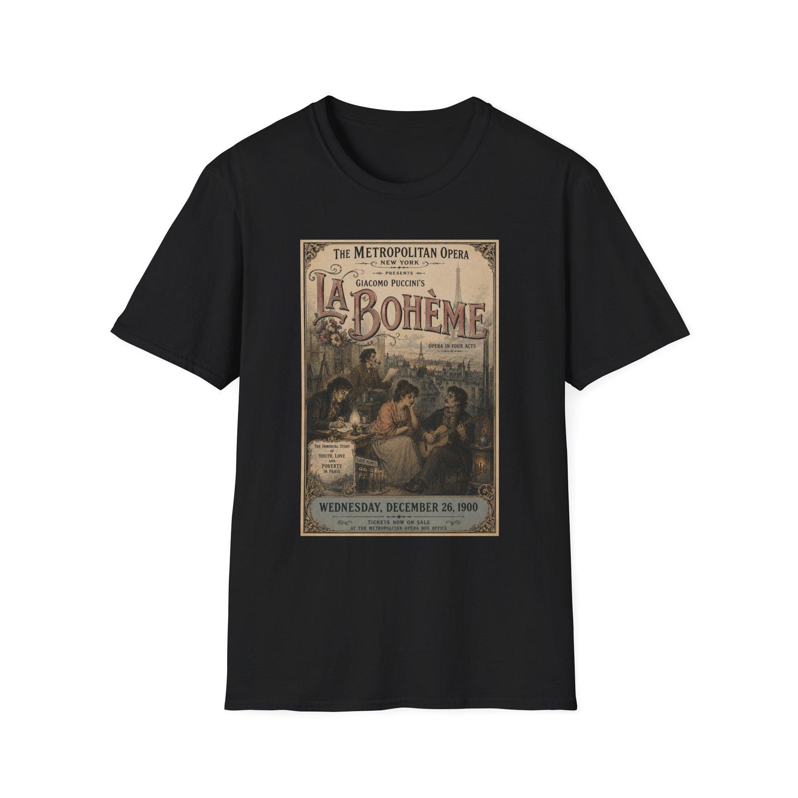 La Boheme Opera Poster T-Shirt | Metropolitan Opera fan fiction Design S