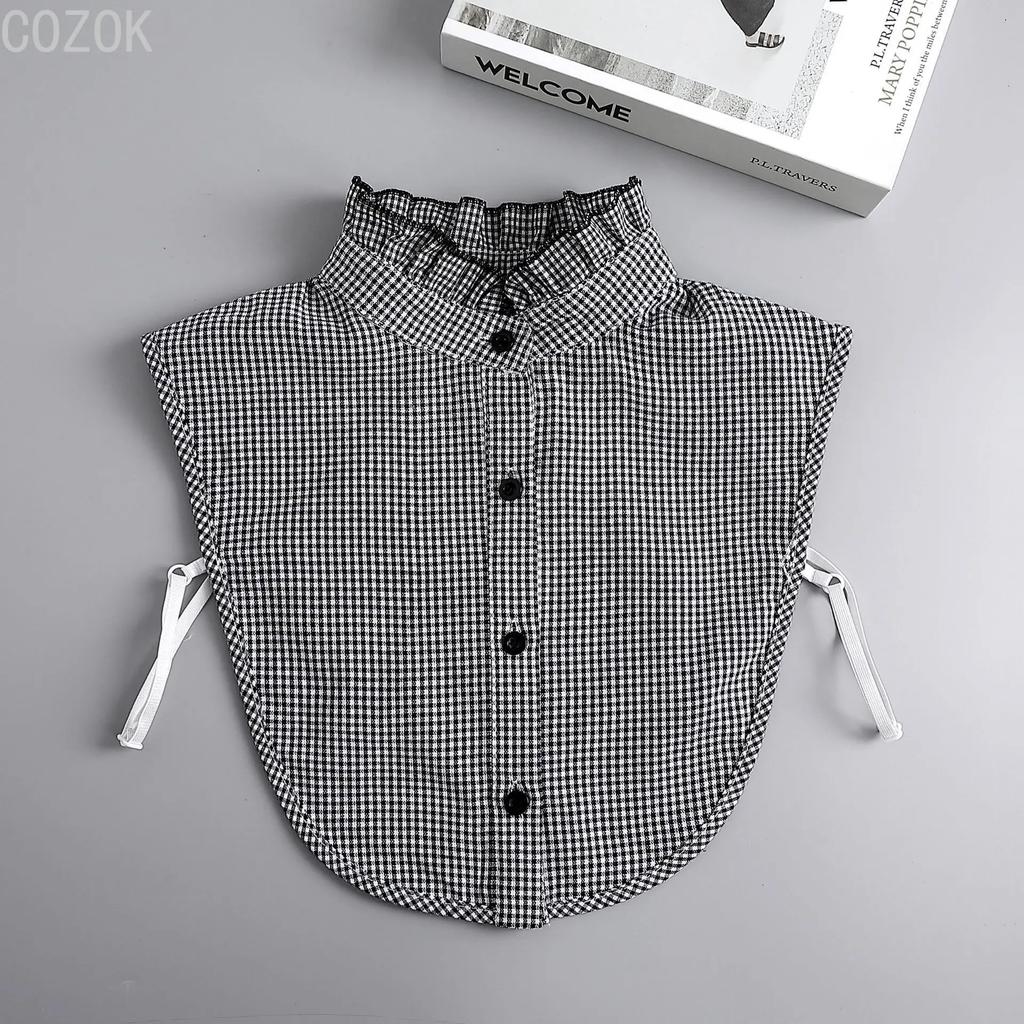 Damen Falscher Kragen Kariertes Hemd Abnehmbare Kragen Einfarbiges Hemd Damenkragen Weiß Mädchen Oberteil Kleidung Dickey-Kragen