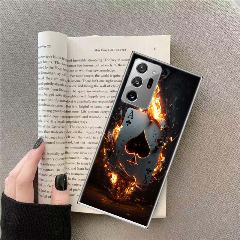 

Ace Burning Poker Phone Case For Samsung S24 S23 FE S22 S25 Ultra S21 Plus Galaxy S20 FE S25 Edge Cover Capa Soft TPU Fundas Coq Samsung S25 Ultra