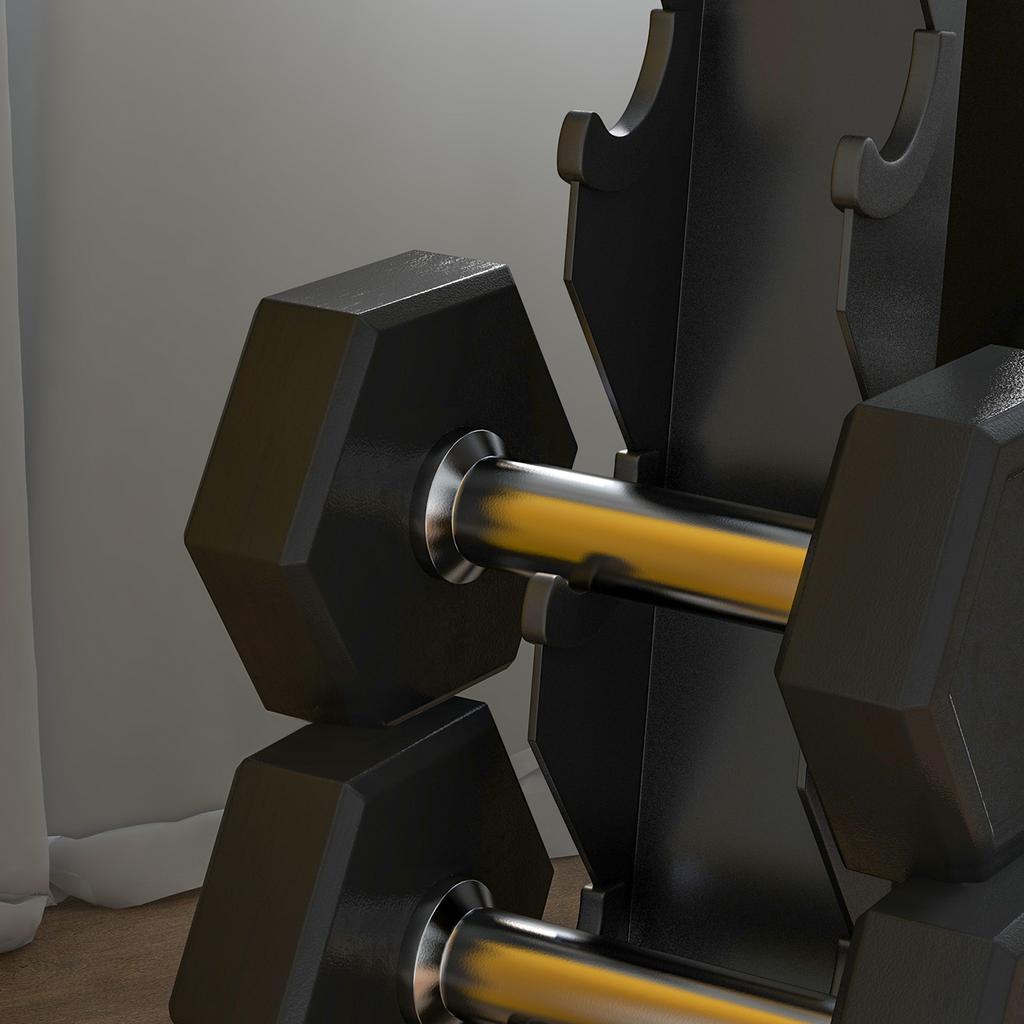 5-Tier Steel Dumbbell Rack with Plastic Inserts. 35x33x66cm. Black