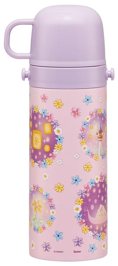 Skater Water Direct Drink Cup Drink Disney Stainless Sports Water Kids' Bottle, 2-Way Design, (470ml) / (430ml), Tangled, 25cm, Steel, Insulated,