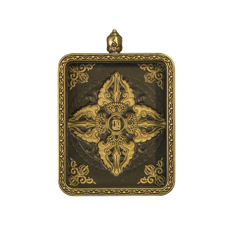 Authentic Brass Vajra Gawa Box: Retro Tibetan Tangka Art Piece