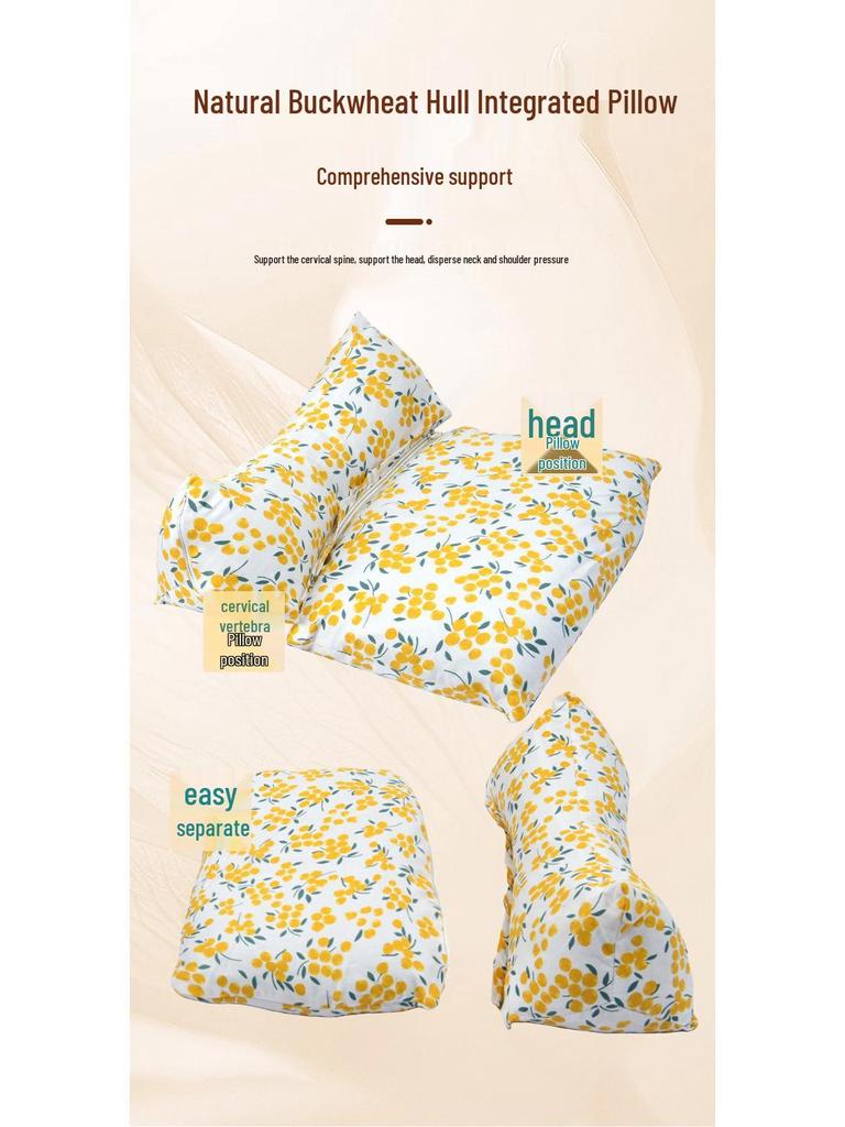 Buckwheat Husk Diamond-Shaped Neck Pillow: Multi-Functional, Detachable, Washable Floral Design