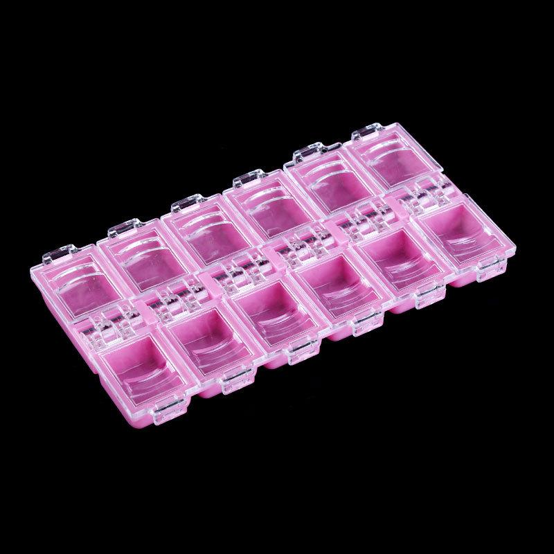 

Нейл-арт 12-ячеечный бокс для хранения страз и бусин с независимыми крышками