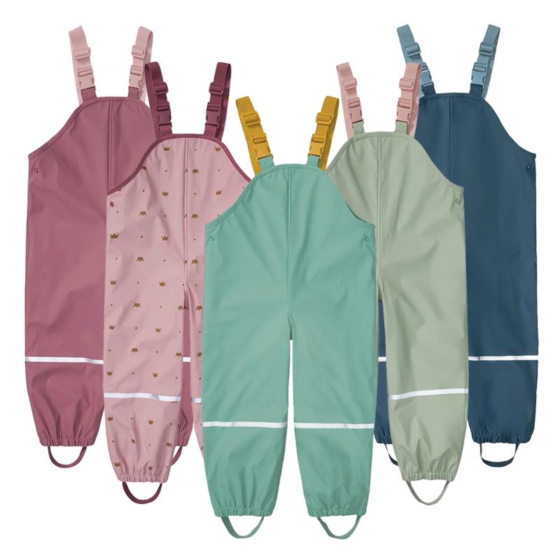 Pantaloni da pioggia impermeabili foderati in pile per bambini – Salopette unisex per bambini piccoli e dell'asilo