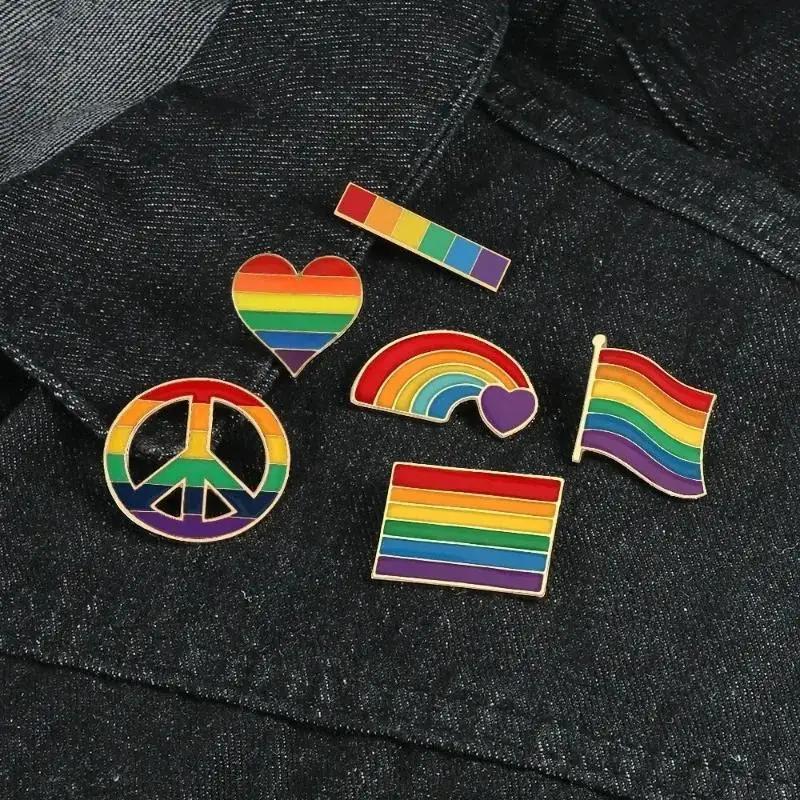 LGBT Pride Month Rainbow Enamel Pins Unisex Jewelry Gifts Rainbow Flag Badge