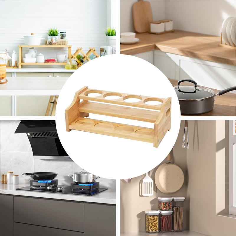 Kitchen Seasoning Organizer 4-Hole Storage Shelf Glass Bottle Seasoning Storage Rack For Olive Oil Jars Syrup Sauce Dressing