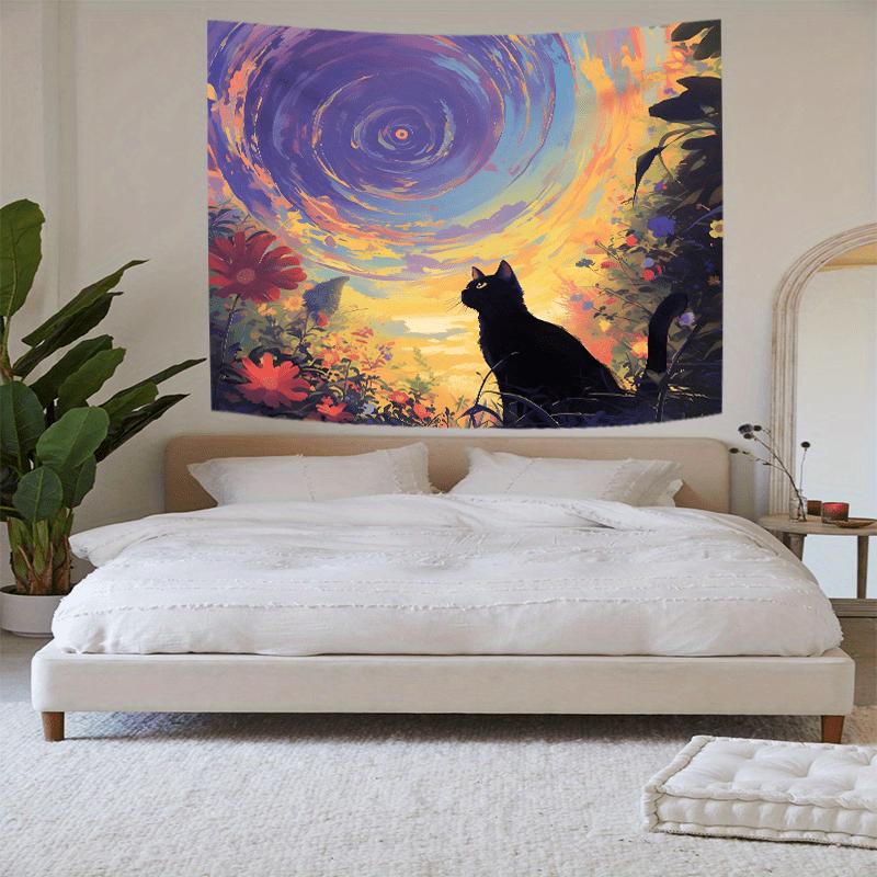 

Whimsical Sunset Cat Tapestry Vibrant Wall Hanging for Bedroom and Living Room Decor Ideal Gift for Cat Lovers 74x94cm(29x37in)