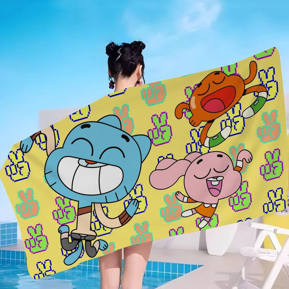 Das A-Amazing W-World Of G-Gumball Strandtuch Bunte Handtücher für Mädchen Mikrofaser Schnelltrocknend Individuell Sandfrei Strand Yoga