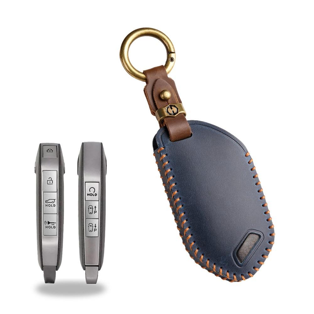 Genuine Leather Key Cover for KIA 2024 Model Car Keys Protective Case Keychain Accessories