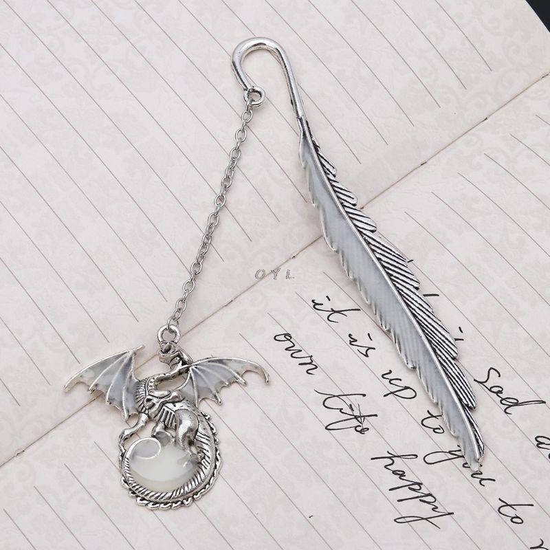 2019 Newest Glow In The Dark Luminous Book Marker Creative Feather Dragon Bookmark Label School Office Stationery
