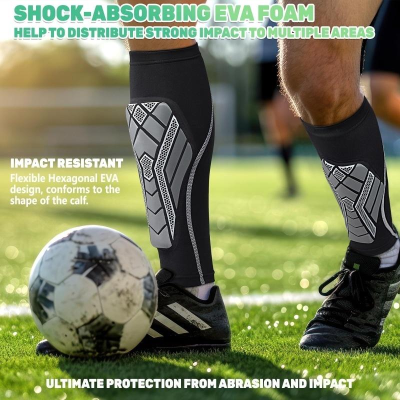 1 Pair Soccer Shin Guards For Kids Youth Adult, Calf Compression Sleeve With Shock-Absorbing Pads, Shin Guards For Running Sport