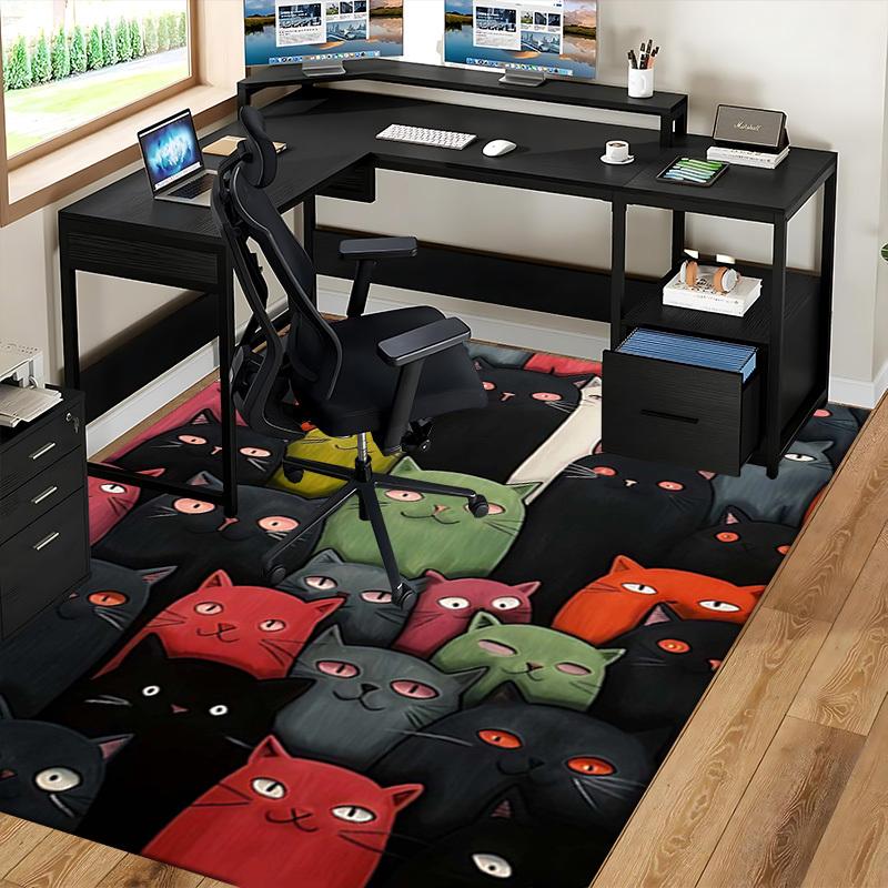 1pc Colorful Cat Pattern Chair Mat - Festive Gift for Office Chairs, Non-Slip Carpet Suitable for Home Decor, Living Room, Bedroom, Game Room.P074