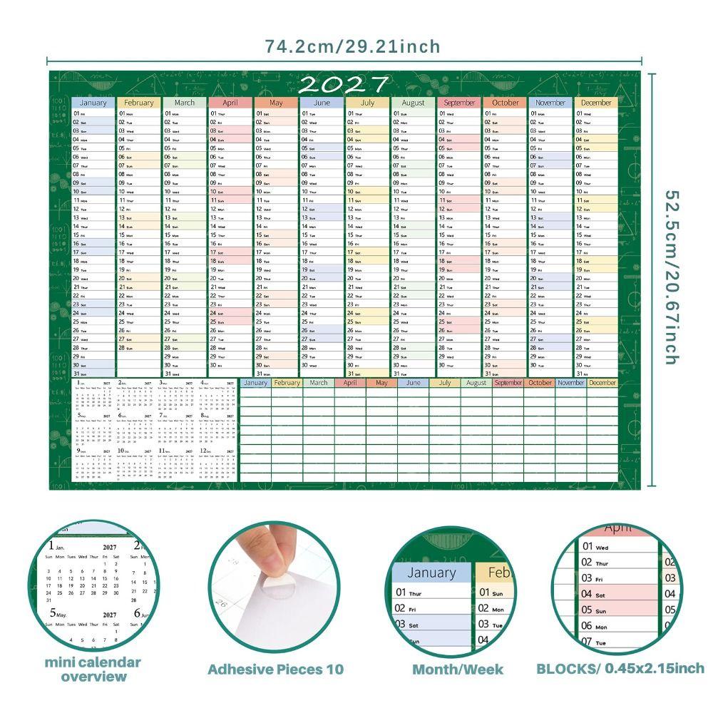 Multicolor Layout 2027 Yearly Planner Paper Annual Planning Chart Home Office Planning