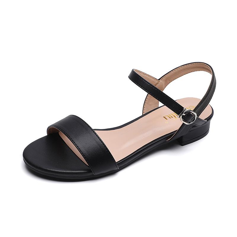 

Fashion Women s Summer French Elegant Open-Toe High Heel Sandals Simple and Versatile Anti-slip Rubber Sole Chunky Heel Dress Sandals 36