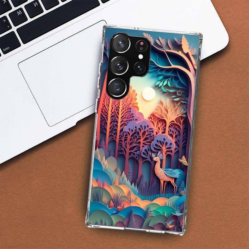 Natural Trees in Mountain Ranges Phone Case For Samsung Galaxy S24 S23 S22 Ultra S21 S20 Fe S10 Plus S10E S9 S8 + Shell Coque