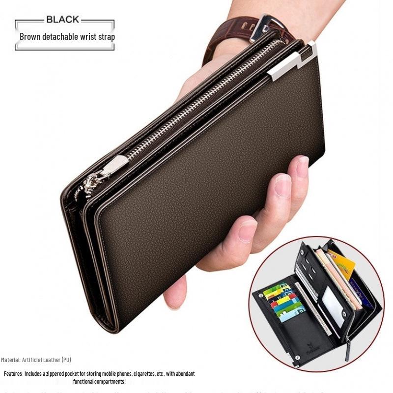 Herren Lange Geldbörse Clutch mit Großer Kapazität und Reißverschluss-Stil