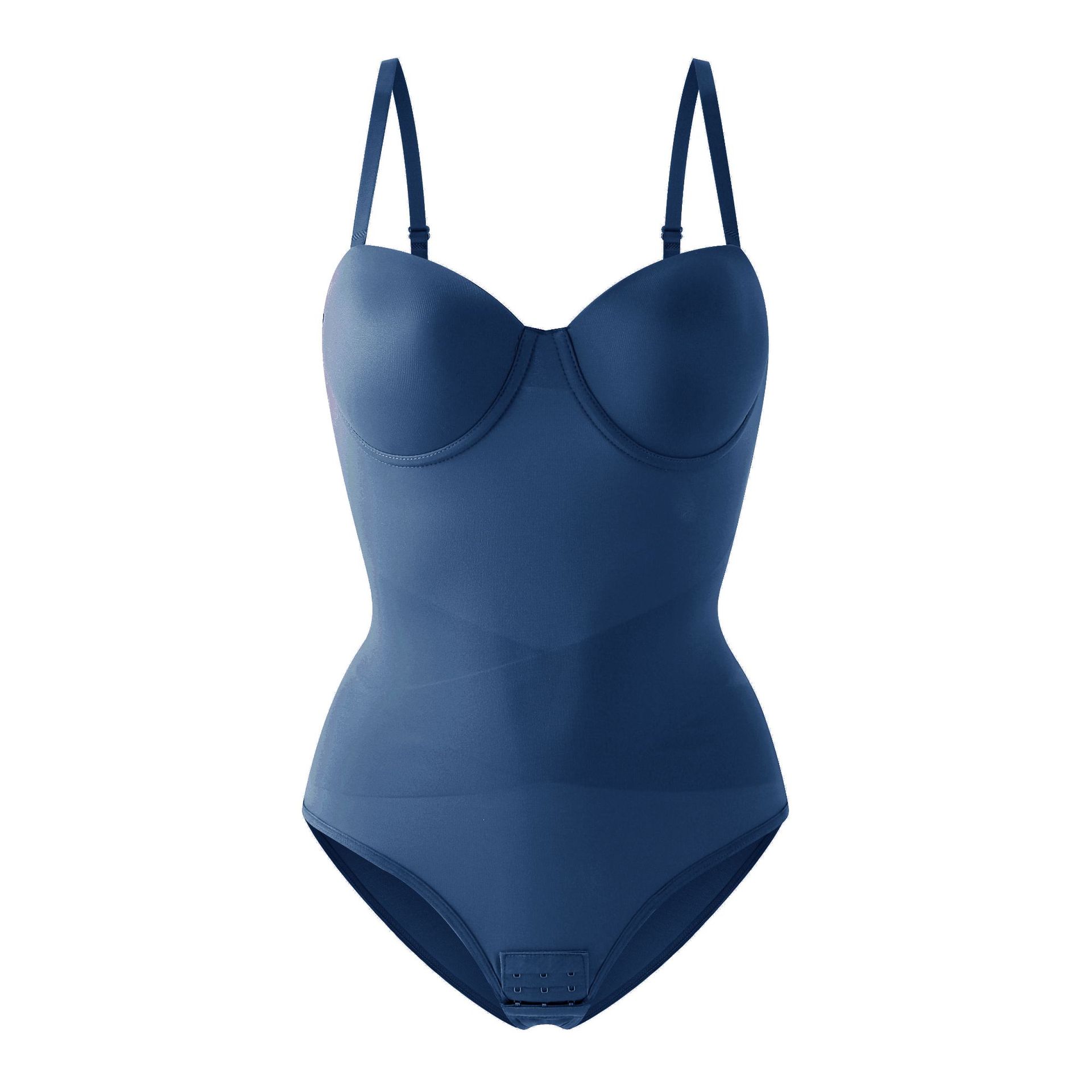 Body Moldeador Strapless Sin Costuras Tallas Grandes Con Aro de Acero Cinturilla Corsé Sujetador Para Vestido L azul