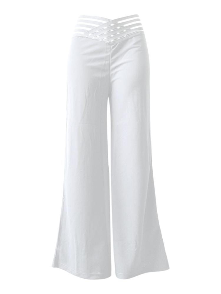 "2023 European & American Women's High Waist Hollow Belt Flared Trousers - Chic & Casual Wide Leg Design"