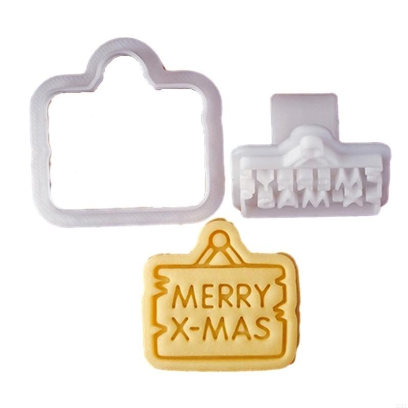 Christmas Cookie Cutters Christmas Themed Biscuit Molds Baking Cutters Plastic Cookie Embossing Molds for Festive Baking X3UC