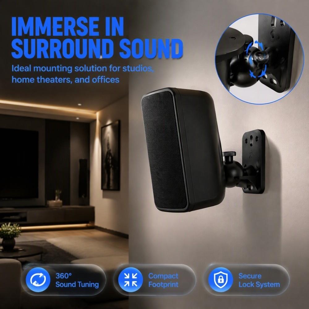 2pcs Black Speaker Bracket Holds Up to 11lbs Wall Mount Bracket Speaker Wall Mount Office