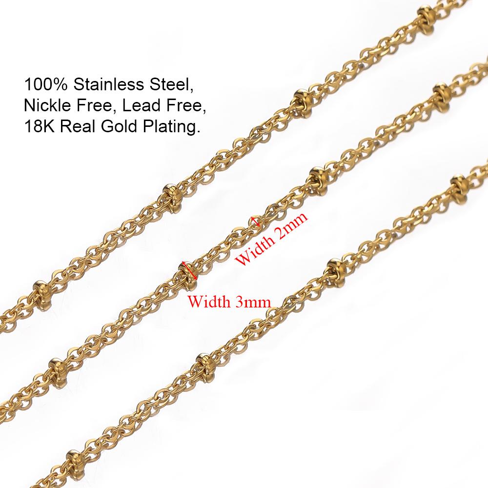 2 Meters Stainless Steel Cable Link Clip Beads Chains for DIY Necklace Making Chokers Findings Bracelet Components Body Chains