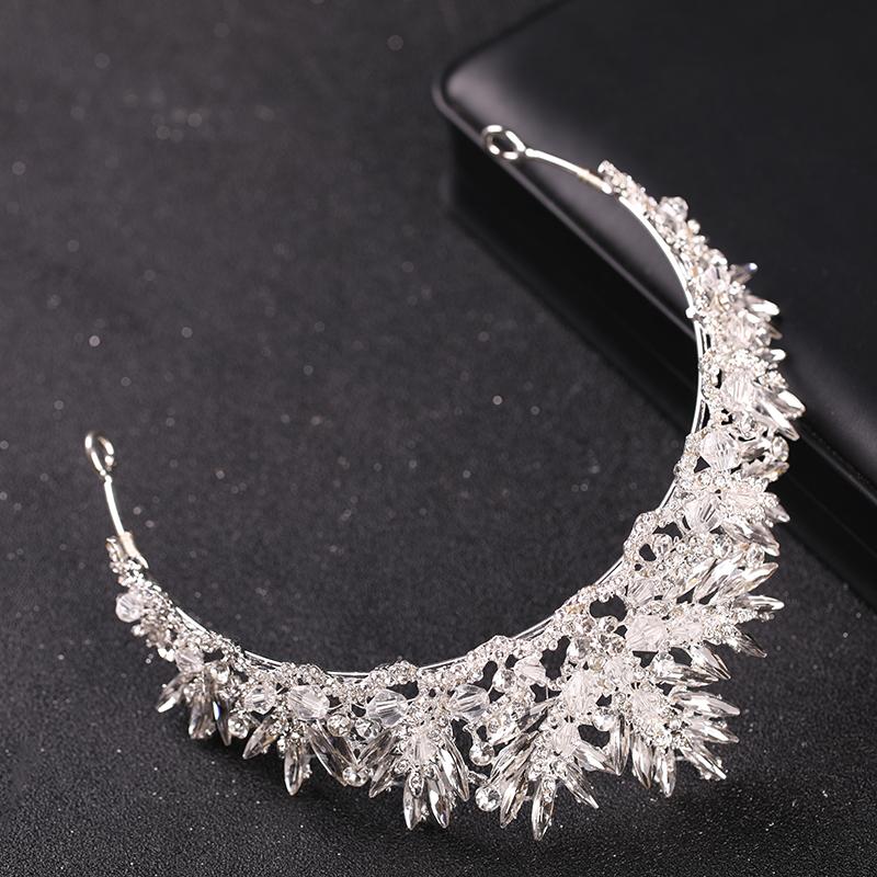 Coroană de Nuntă Baroc Coroană de Mireasă Baroc cu Cristale Negre cu Strasuri Coroană Handmade Cadou