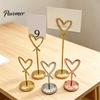 Desktop Photo Display Stands Hollow Heart Table Number Holder, Love Place Card Stand, Metal Seat Holders Clip for Photos, Food Signs, Memo Notes,
