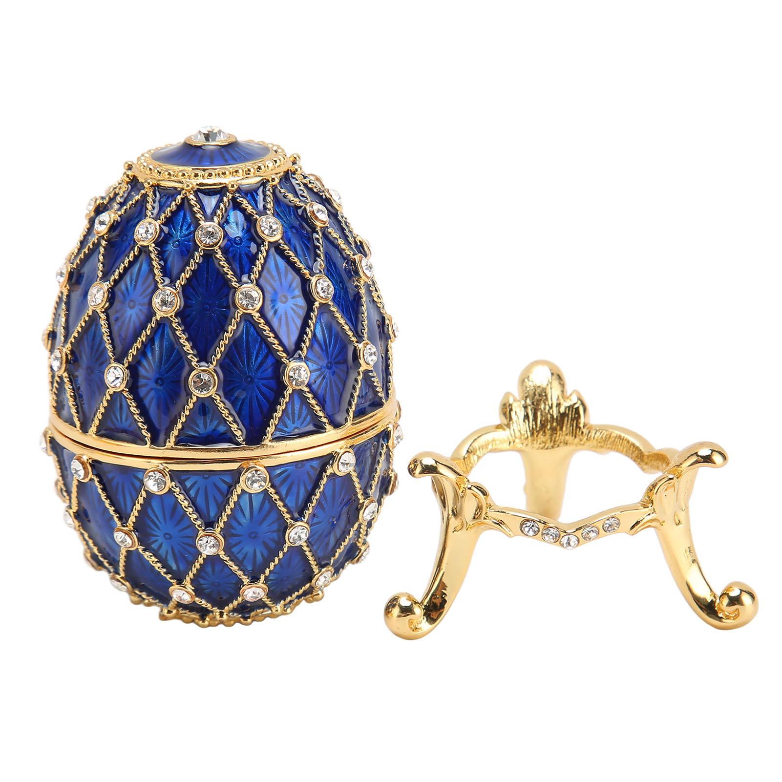 

Trinket Box Removable Hinge Connection Zinc Alloy Egg Shape Shiny Glossy Jewlery Storage Box for Decorations
