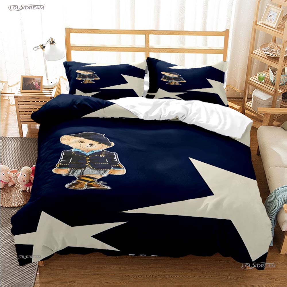 Fashion Bear Casal All Season Duvet Cover Comforter Bedding Set Soft Quilt Cover and Pillowcases Teens Single/Double/Queen/King