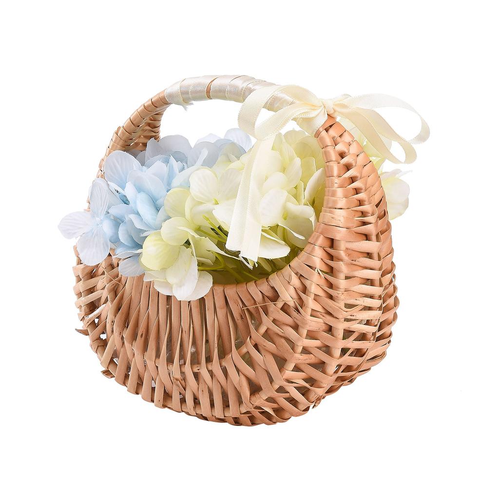 Woven Handmade Flower Basket Exquisite Wicker Basket with Handle for Wedding Centerpieces Flower Arrangement Decor