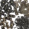 Antique Style Cupboard Hardware Set with Installation Screws Miniature Bronze Hinges & Lock Set Upgrades for Woodworking