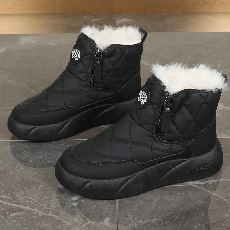 34-42 Winter Women's Large Fashion Plus Velvet Warm Thick Bottom Height Boosting High Top Cotton Shoes Snow Boots Midsole Women's Boots