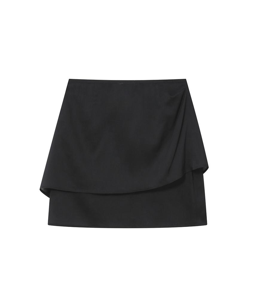 Miseki Seoul Sheer Layered Midi Skirt Black
