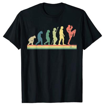 Funny Muay Thai Kickboxing Evolution Retro Vintage Graphic Tshirt Unisex Fashion Casual Tshirt 100 Cotton Loose Oversized T Shirt