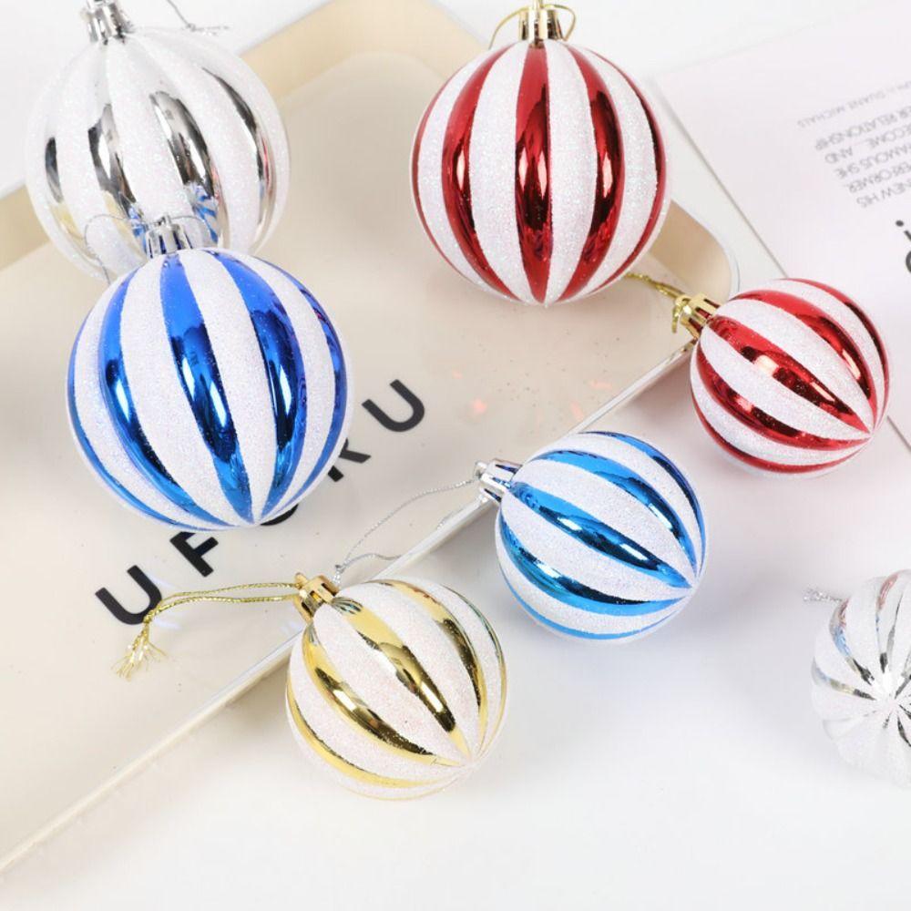 6pcs Creative Christmas Ball Set Plastic Hanging Ornament Christmas Tree Pendant Wedding