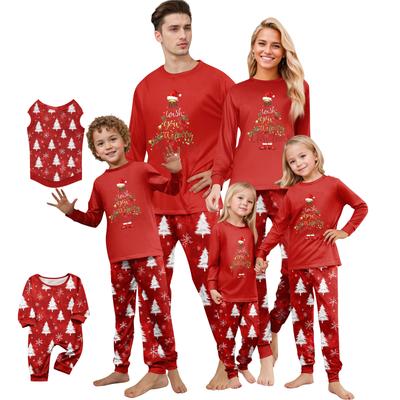 Print Cute Family Set Pajamas, Home Clothes, Family Set Long Sleeve Top Pants Set