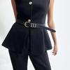 Fall and Winter New Women's Clothing Fashion Style Belt Minimalist Sleeveless O-neck Short Vest Jacket 9300525