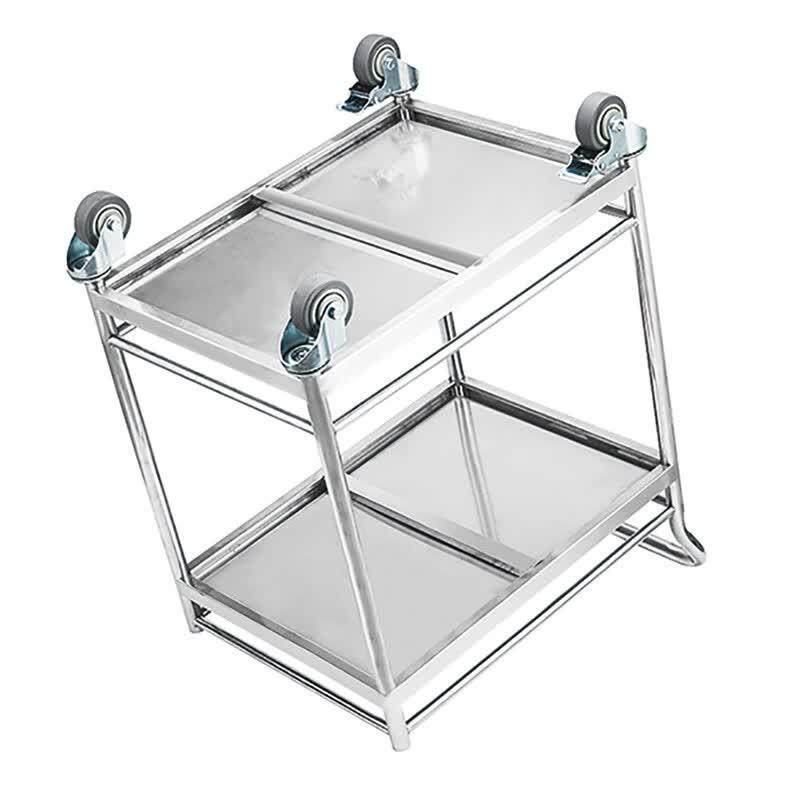 Qinfen Double-Layer Stainless Steel Service Cart