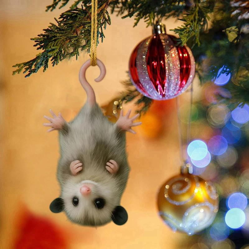 Fun Car Pendant Hanging Ornament Realistic Animal Upside-Down Opossum Rearview Mirror Hanging Decor Accessories