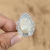 Natural Plume Agate Gemstone Promise Adjustable Ring 925 Silver For Girls