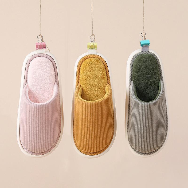 Couple cotton slippers men's winter home cotton drag women's indoor non-slip home fleece thermal cotton slippers