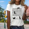 Fashion Women Simple Line Notation for Cats Print T Shirt Funny Casual O-neck Short Sleeves T-shirt Summer Female Tee Shirt