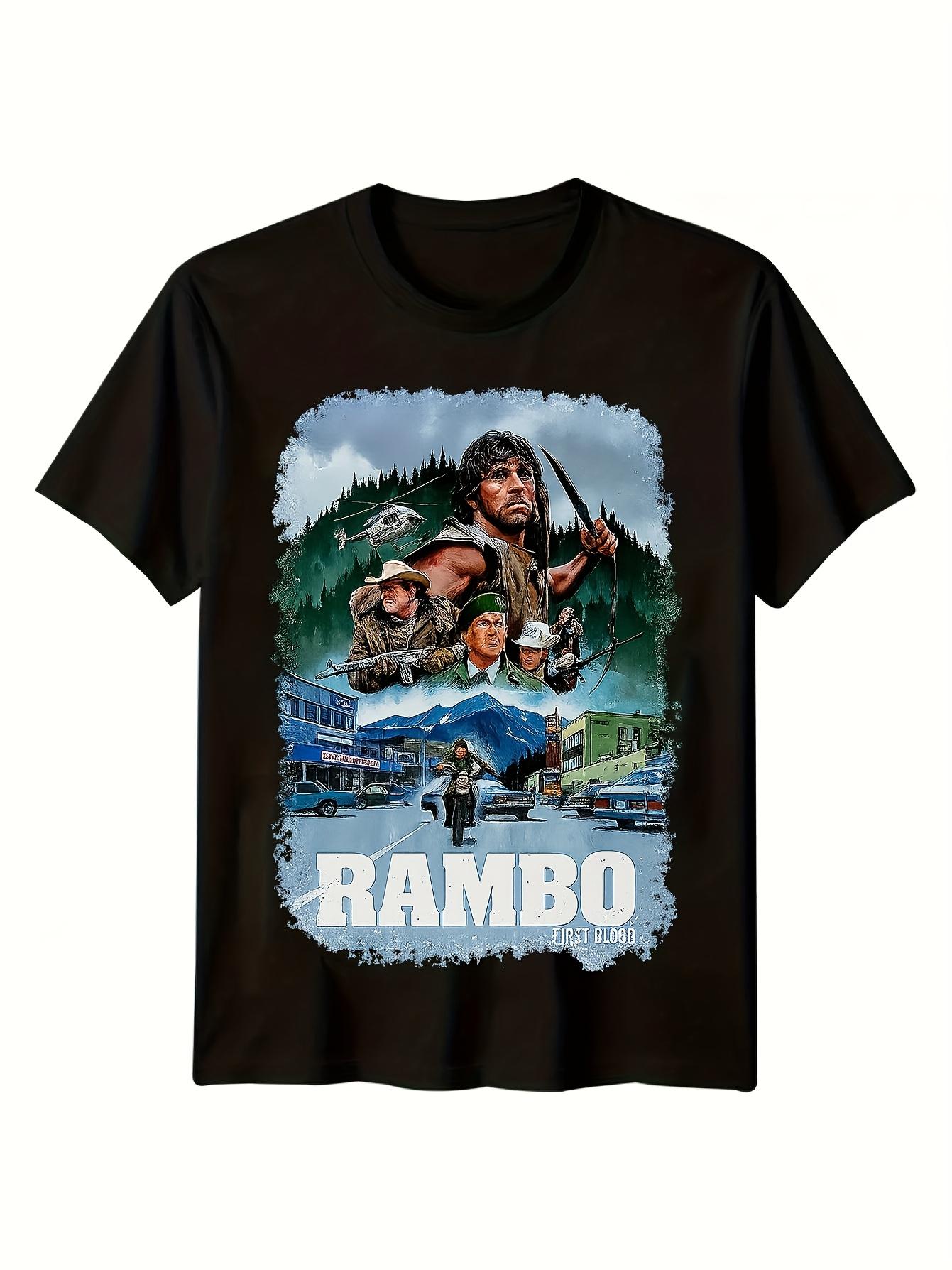 Vintage T-shirt Featuring the First Blood Movie Poster—Rambo Graphic M